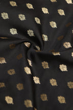 Black Banarasi Silk Small Booti Design Fabric ( 1 Mtr ) - Luxurion World