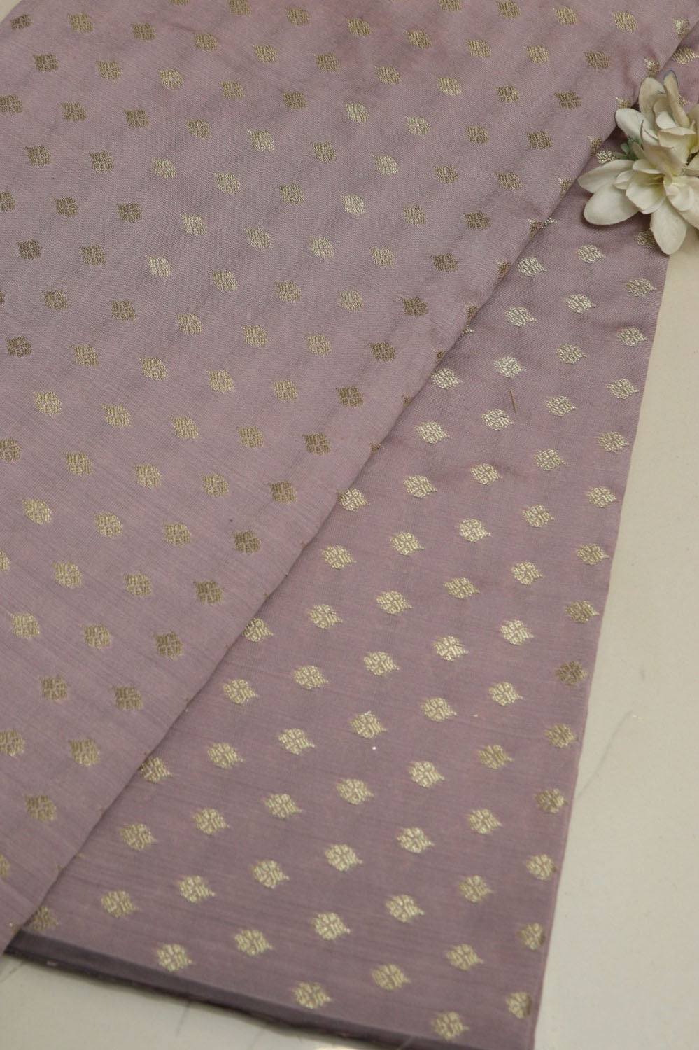 Pastel Purple Banarasi Silk Small Booti Design Fabric ( 1 Mtr ) - Luxurion World