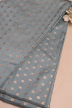 Elegant Grey Banarasi Silk Small Booti Design Fabric ( 1 Mtr ) - Luxurion World