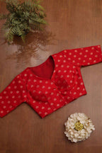 Elegant Red Banarasi Silk Small Booti Design Blouse - Luxurion World