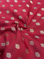 Red Banarasi Silk Small Booti Design Fabric ( 1 Mtr ) - Luxurion World