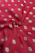 Red Banarasi Silk Small Booti Design Fabric ( 1 Mtr ) - Luxurion World