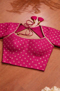 Stunning Pink Banarasi Silk Small Booti Design Blouse - Luxurion World