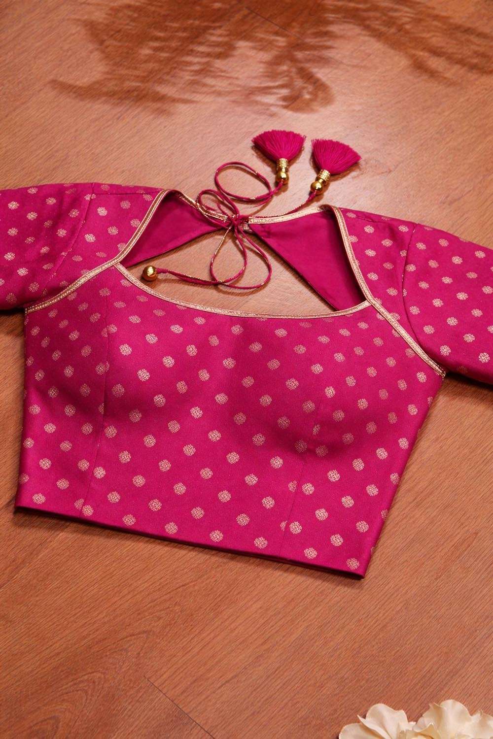 Stunning Pink Banarasi Silk Small Booti Design Blouse - Luxurion World