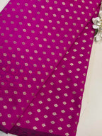 Pretty Pink Banarasi Silk Small Booti Design Fabric ( 1 Mtr ) - Luxurion World