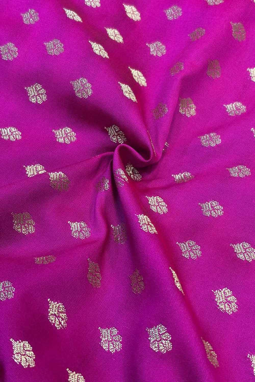 Pretty Pink Banarasi Silk Small Booti Design Fabric ( 1 Mtr ) - Luxurion World