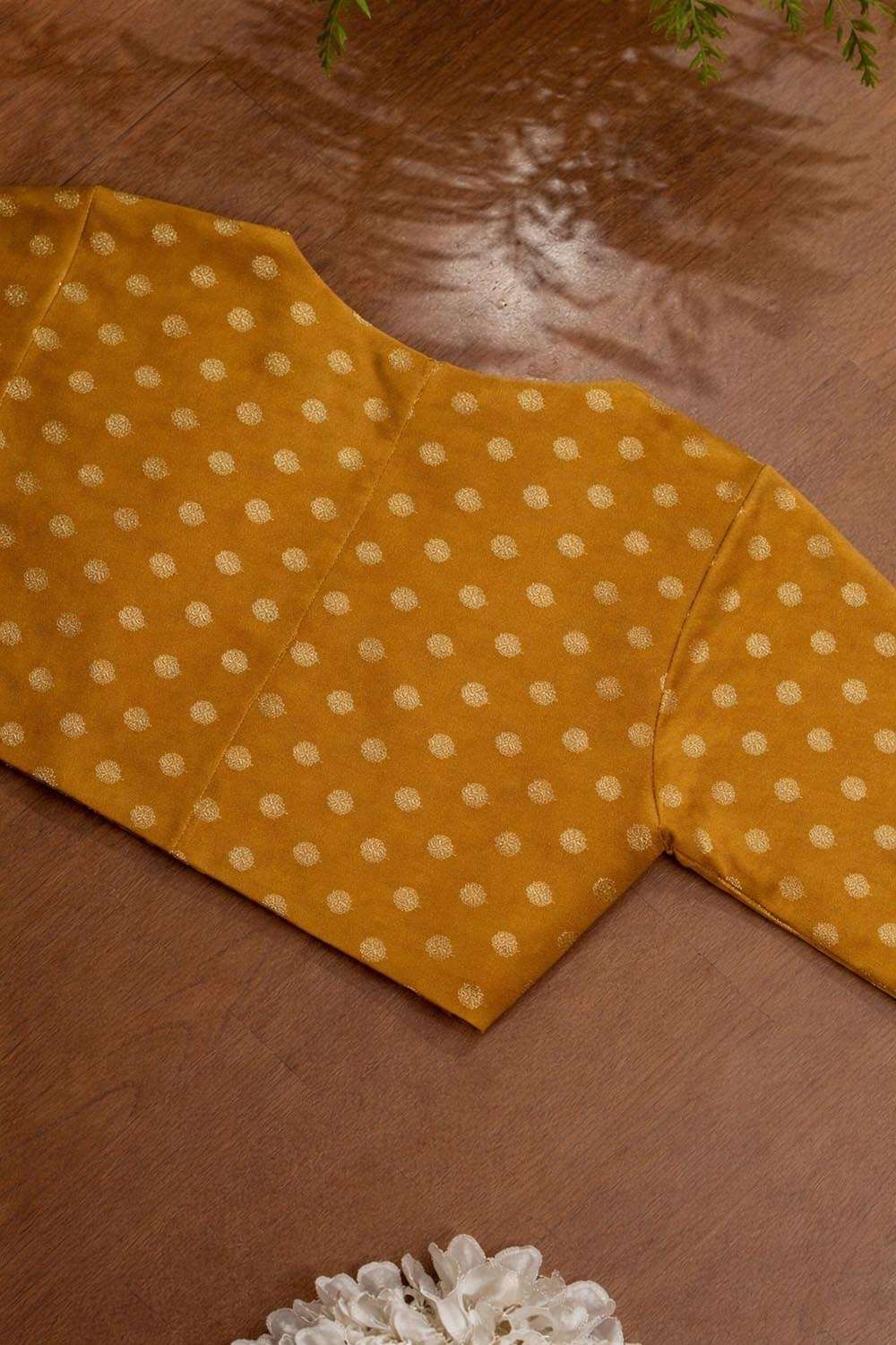Stylish Mustard Yellow Banarasi Silk Small Booti Design Blouse - Luxurion World