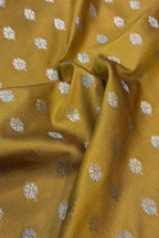 Mustard Yellow Banarasi Silk Small Booti Design Fabric ( 1 Mtr ) - Luxurion World