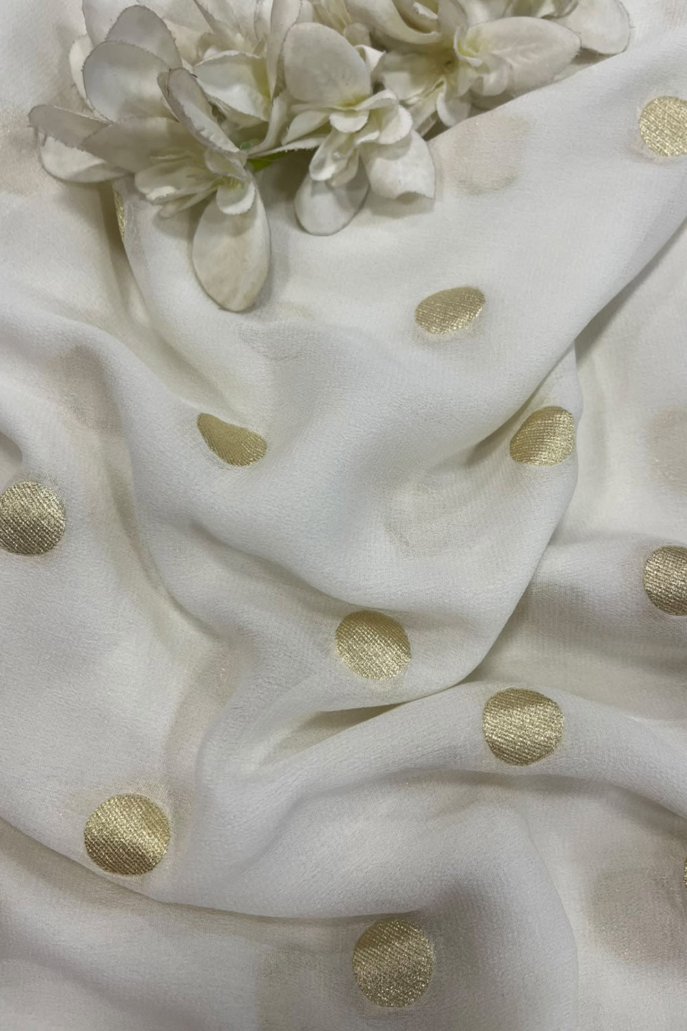 Dyeable Banarasi Georgette Flower Design Fabric  - Luxurion World