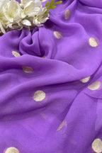 Lavender Banarasi Georgette Flower Design Fabric  - Luxurion World