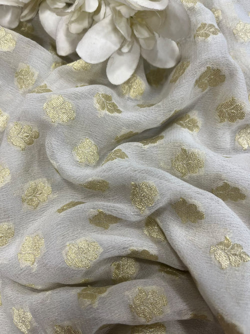 Dyeable Banarasi Handloom Pure Georgette Fabric ( 1 Mtr )