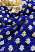 Blue Banarasi Georgette Flower Design Fabric  - Luxurion World