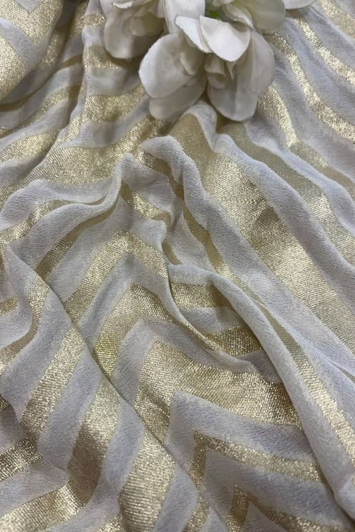 Dyeable Banarasi Georgette Flower Design Fabric  - Luxurion World