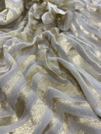 Dyeable Banarasi Handloom Pure Georgette Fabric Zig Zag Design ( 1 Mtr )