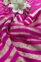 Pink Banarasi Georgette Flower Design Fabric  - Luxurion World