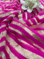 Pink Banarasi Handloom Pure Georgette Fabric Zig Zag Design ( 2.5 Mtr )