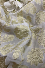 Dyeable Banarasi Georgette Flower Design Fabric  - Luxurion World
