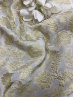 Dyeable Handloom Banarasi Pure Georgette Flower Design Fabric ( 1 Mtr )
