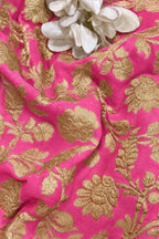 Pink Banarasi Georgette Flower Design Fabric  - Luxurion World