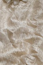 Luxurious Golden Handloom Banarasi Tissue Georgette Silk Crushed Fabric ( 1 Mtr ) - Luxurion World