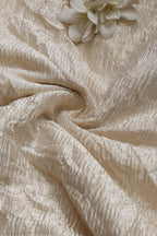 Luxurious Golden Handloom Banarasi Tissue Georgette Silk Crushed Fabric ( 1 Mtr ) - Luxurion World