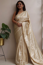 Exquisite Dyeable Handloom Banarasi Pure Moonga Tissue Silk Saree - Luxurion World