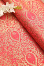 Exquisite Pink Banarasi Kimkhwab Silk Fabric - 1 Mtr Length - Luxurion World