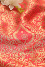 Exquisite Pink Banarasi Kimkhwab Silk Fabric - 1 Mtr Length - Luxurion World