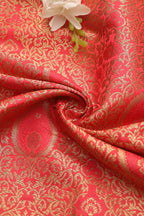 Exquisite Pink Banarasi Kimkhwab Silk Fabric - 1 Mtr Length - Luxurion World