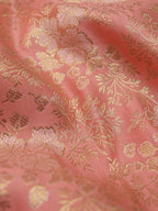 Pink Banarasi Brocade Silk Fabric (  1 Mtr ) - Luxurion World