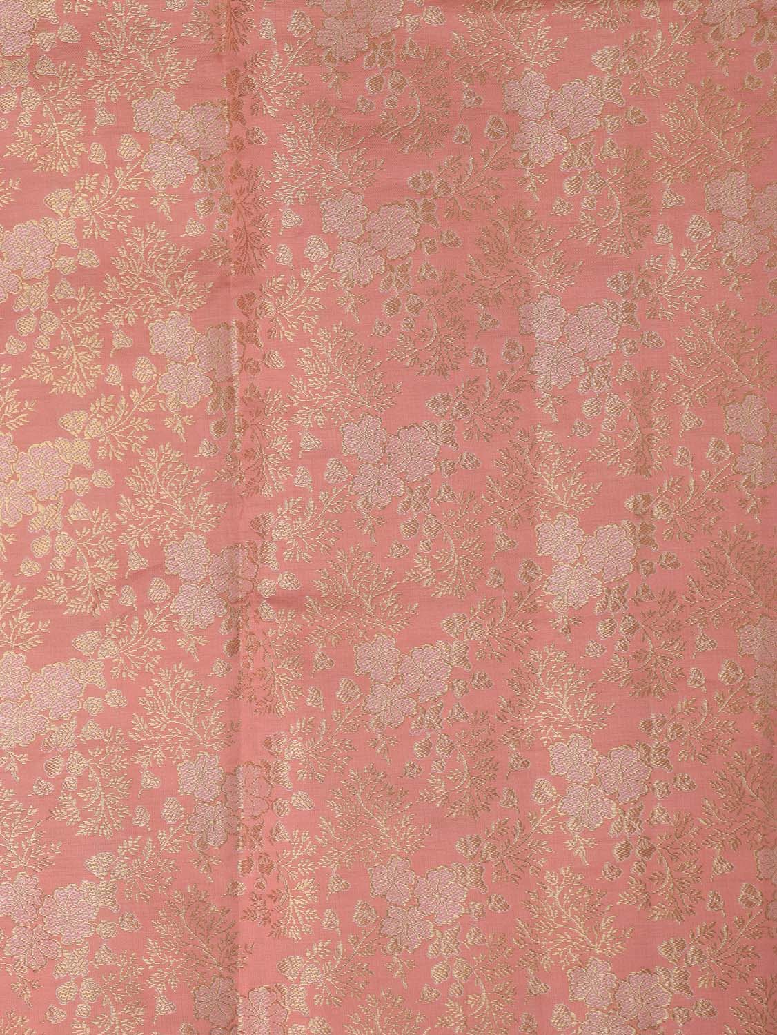 Pink Banarasi Brocade Silk Fabric (  1 Mtr ) - Luxurion World