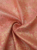 Pink Banarasi Brocade Silk Fabric (  1 Mtr ) - Luxurion World