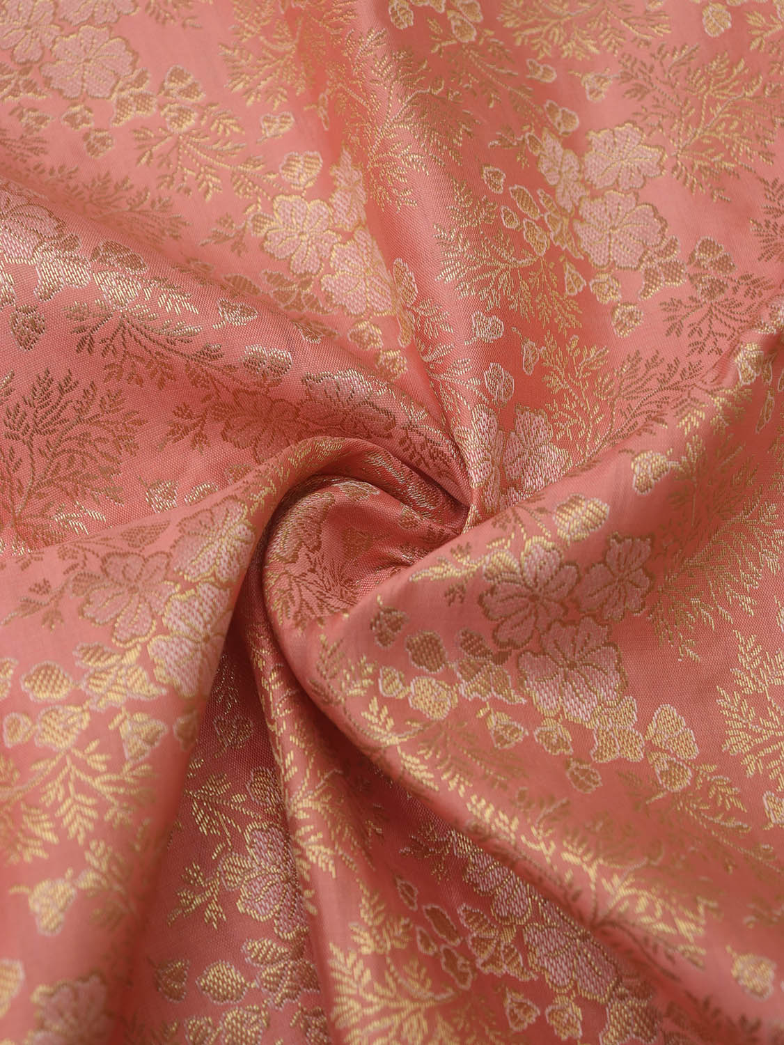 Pink Banarasi Brocade Silk Fabric (  1 Mtr ) - Luxurion World