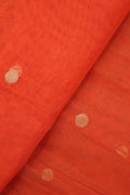 Stunning Orange Banarasi Net Fabric with Intricate Booti Design (1 Mtr) - Luxurion World