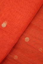 Stunning Orange Banarasi Net Fabric with Intricate Booti Design (1 Mtr) - Luxurion World