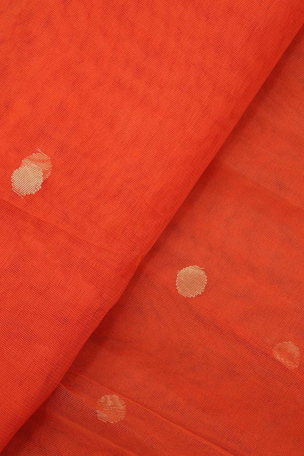 Stunning Orange Banarasi Net Fabric with Intricate Booti Design (1 Mtr) - Luxurion World