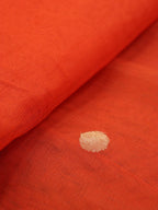 Stunning Orange Banarasi Net Fabric with Intricate Booti Design (1 Mtr) - Luxurion World