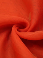 Stunning Orange Banarasi Net Fabric with Intricate Booti Design (1 Mtr) - Luxurion World
