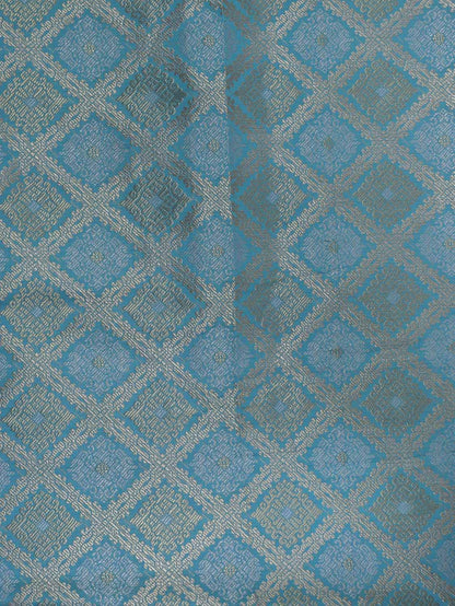 Exquisite Blue Banarasi Silk Fabric ( 1 Mtr )