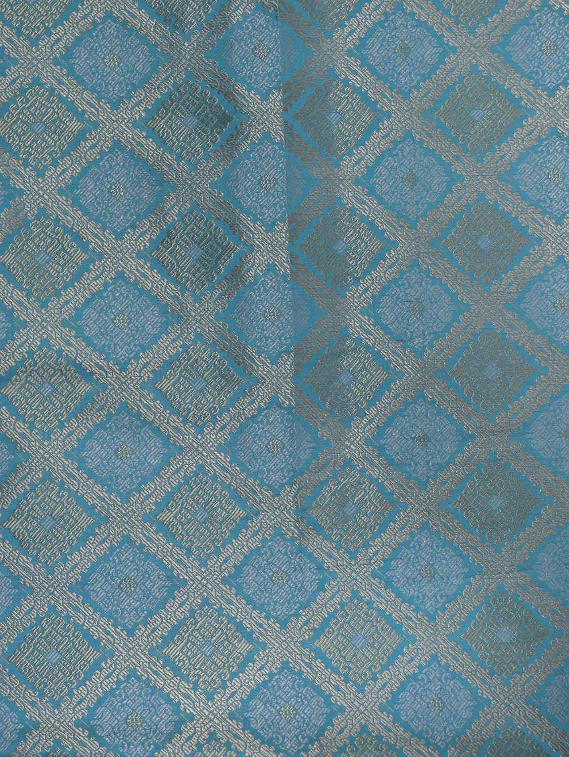 Exquisite Blue Banarasi Silk Fabric ( 1 Mtr ) - Luxurion World