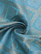 Exquisite Blue Banarasi Silk Fabric ( 1 Mtr ) - Luxurion World