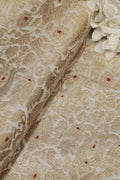 Elegant White Banarasi  Kimkhwab Silk Fabric ( 1 Mtr ) - Luxurion World