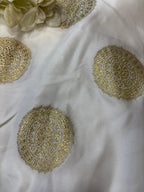 Elegant White Banarasi Brocade Satin Silk Fabric ( 2.5 Mtr ) - Luxurion World