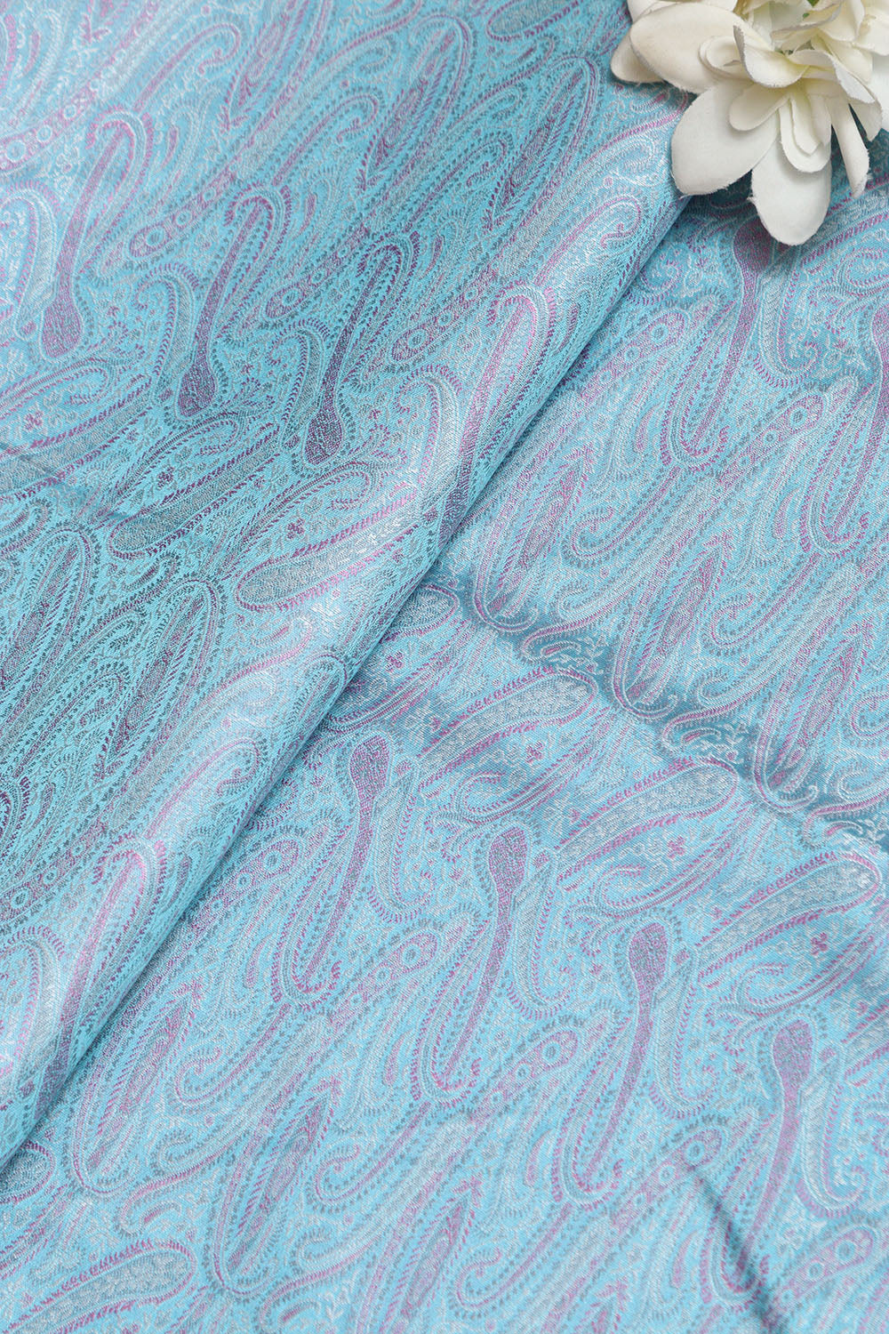 Blue Handloom Banarasi Tanchui Silk Fabric ( 1 Mtr ) - Luxurion World