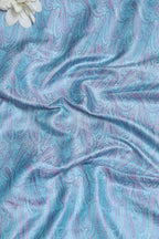 Blue Handloom Banarasi Tanchui Silk Fabric ( 1 Mtr ) - Luxurion World