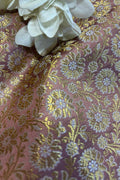 Pink Handloom Banarasi Silk Brocade Sona Roopa Flower Design Fabric ( 1 Mtr ) - Luxurion World