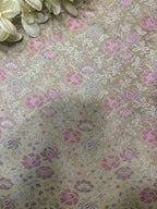 Pastel Handloom Banarasi Tanchui Silk Fabric ( 1 Mtr ) - Luxurion World
