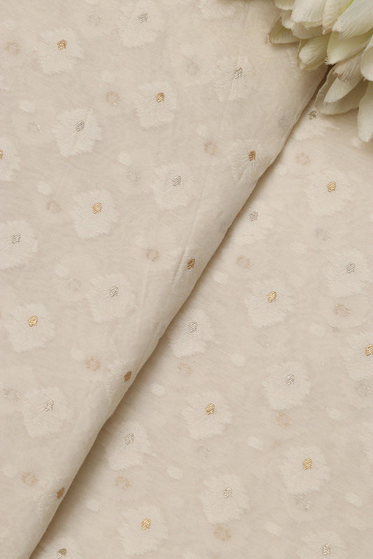 Dyeable Banarasi Pure Cotton Fabric ( 1 Mtr ) - Luxurion World