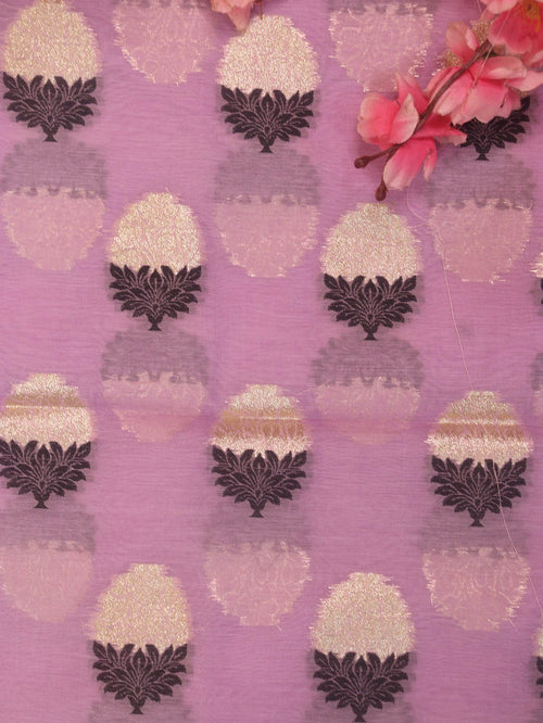Purple Banarasi Premium Cotton Fabric ( 1 Mtr ) - Luxurion World