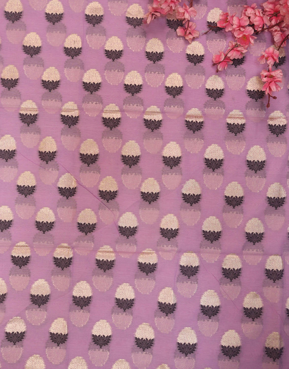 Purple Banarasi Premium Cotton Fabric ( 1 Mtr ) - Luxurion World